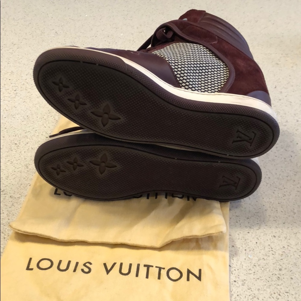 LV Leather/ suede High-Top Wedge Sneakers - Picture 3 of 6